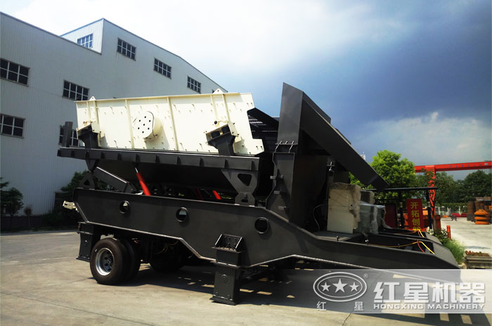 可移動振動篩沙機，半掛車車頭牽引隨時隨地流動作業(yè)